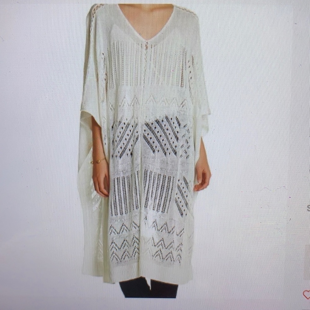 Alice+ Olivia Willard Linen Blend Pointelle Poncho XS/S